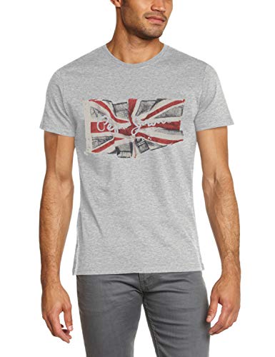 Pepe Jeans Flag Logo Camiseta, Gris (Grey Marl 933), Medium para Hombre