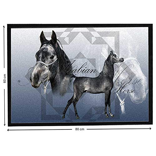 Pets-easy - Alfombra de suelo, diseño de caballo árabe de Pur-Sang, poliamida, 60 x 80 cm