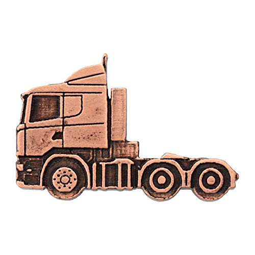 Pin de solapa de peltre semi camión, broche, joyería, A235 Marrón
