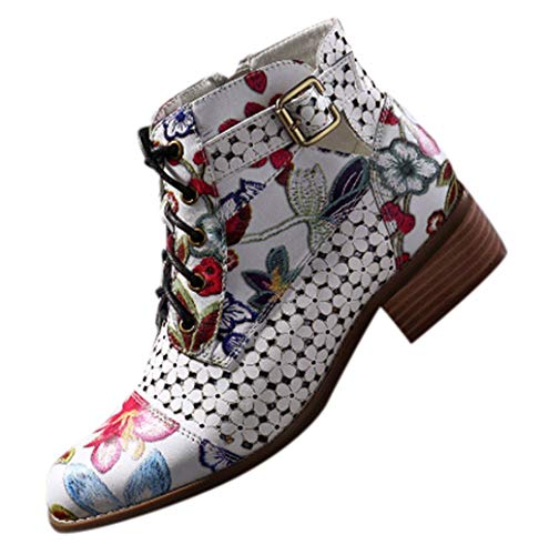 POLP Botines de Tacón Bajo Invierno Vintage Cómodas Botas de Tacón Bajo con Cremallera Mujer Clásicas Zapatos de Tacón Ancho Estampado de Flor Zapatilla Alta Botas de Cuero Artificial POLP Botines de Tacón Bajo Invierno Vintage Cómodas Botas de Tacón Bajo con Cremallera Mujer Clásicas Zapatos de Tacón Ancho Estampado de Flor Zapatilla Alta Botas de Cuero Artificial