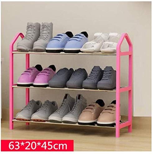PP zapatero de 3 niveles con patas zapato del organizador del almacenaje del estante Estudiante dormitorio DIY del zapato Gabinete, 24.8''x7.9''x17.7 '' Taburete cambiar zapatos ( Color : Pink )