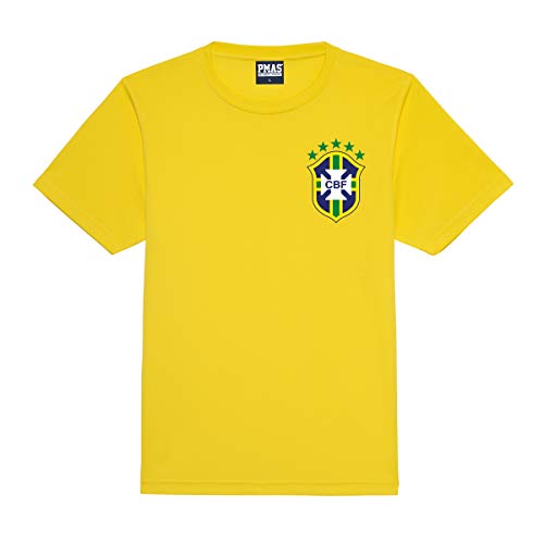Print Me A Shirt Camiseta Fútbol Personalizable para Niños de la Selección Brasileña, Camiseta Amarilla Brasil, Camiseta de fútbol Brasil