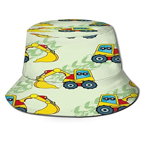 PUIO Sombrero de Pesca,Cute Kids Car Tractor Pattern Girls,Senderismo para Hombres y Mujeres al Aire Libre Sombrero de Cubo Sombrero para el Sol