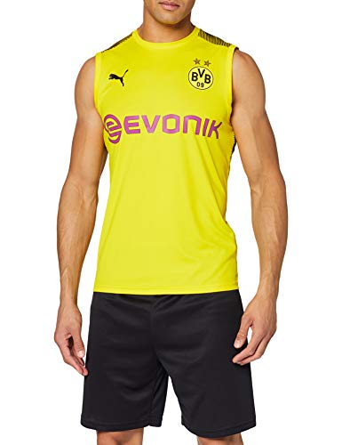 PUMA BVB SL Training Jersey with Evonik Logo Maillot, Hombre, Cyber Yellow Black, M