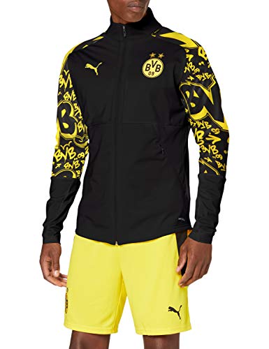 PUMA BVB Stadium Jacket Chaqueta De Entrenamiento, Hombre, Puma Black/Cyber Yellow/Away, XL