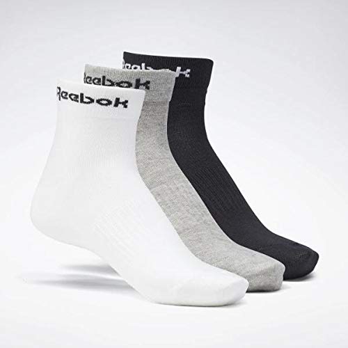 Reebok Act Core Ankle Sock 3P Calcetines, Unisex Adulto, brgrin/Blanco/Negro, M