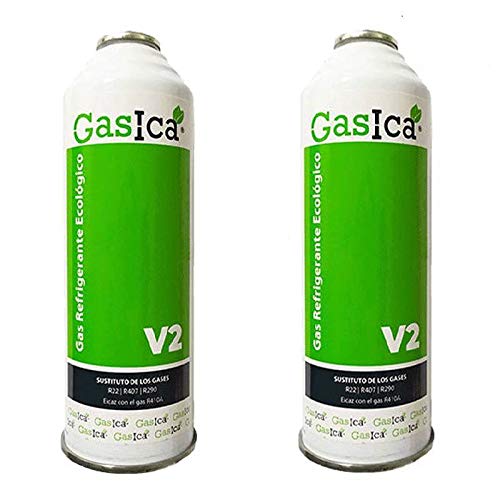 REPORSHOP - 2 Botellas Gas Ecologico Gasica V2 255Gr Sustituto R22, R32, R407C, R410A Freeze Organico
