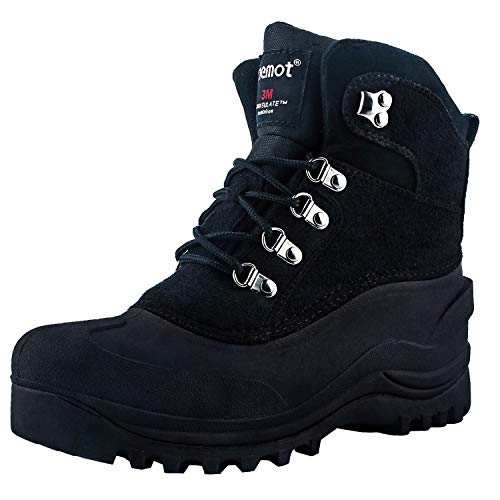 riemot Botas de Nieve para Hombre y Mujer, Botas de Senderismo Impermeables Deportes Trekking Zapatos Invierno Cálido Forro de Piel Antideslizante Sneakers, para Exterior, Casuales Negro EU 38