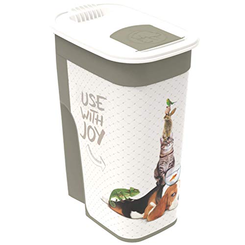 Rotho Flo, Caja de comida para mascotas de 4.1l con tapa, Plástico PP sin BPA, antracita, blanco, 4.1l 19.5 x 13.6 x 27.0 cm