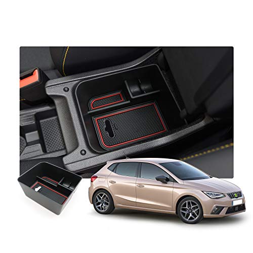 RUIYA Seat Ibiza/Seat Arona Consola Central con reposabrazos Personalizada, Bandeja de Almacenamiento, Organizador de Consola【rojo】 RUIYA Seat Ibiza/Seat Arona Consola Central con reposabrazos Personalizada, Bandeja de Almacenamiento, Organizador de Consola【rojo】