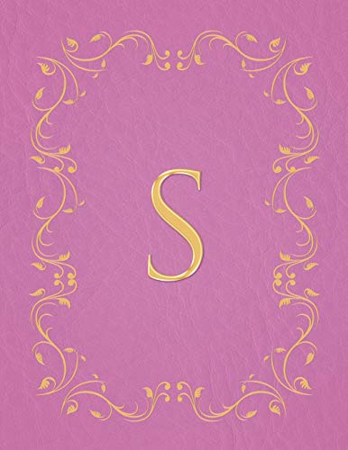 S: Modern, stylish, capital letter monogram ruled composition notebook with gold leaf decorative border and baby pink leather effect. Pretty with a ... use. Matte finish, 100 lined pages, 8.5 x 11.
