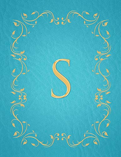 S: Modern, stylish, capital letter monogram ruled notebook with gold leaf decorative border and baby blue leather effect. Pretty and cute with a ... use. Matte finish, 100 lined pages, 8.5 x 11.