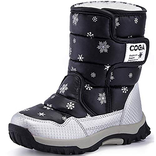 SAGUARO® Niños Botas de Nieve Impermeable Bota de Invierno Zapatos Calientes,Negro,31 EU