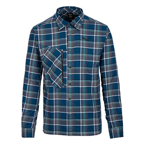 SALEWA Fanes Flannel 4 PL M L/S SRT - Camisa para Hombre, Azul (M Poseid/Ombre/White), 48/M