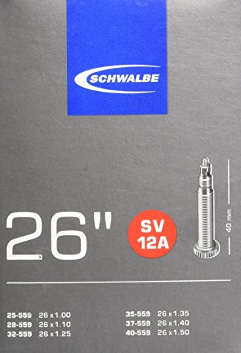 Schwalbe 10432343 SV12A - Cámara de Aire para Bicicletas (26 Pulgadas), Color Negro