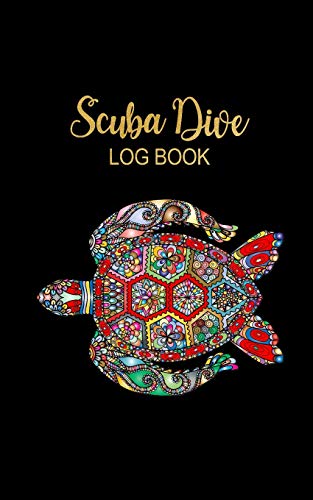 Scuba Dive Log Book: Beautiful Sea Turtle Black & Gold Lettering Men & Women Dive Log Book Pages for Divers ~ Total of 200 Entries, Small Lined Travel Notebook