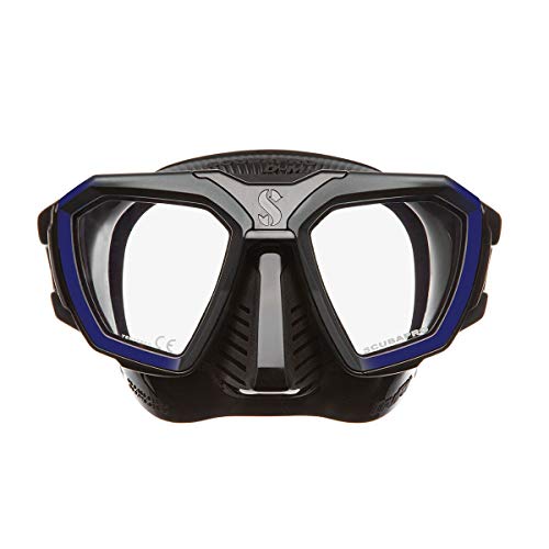 Scubapro D-Mask - Máscara de buceo, incluye adaptador de montaje para el ordenador de buceo HUD., S, Negro azulado