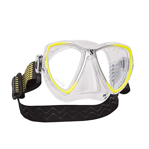 Scubapro Synergy - Mini máscara con correa cómoda, color amarillo y plateado