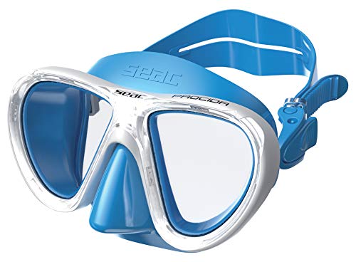 SEAC Procida Máscara de Buceo bilente de Vidrio Templado, para niños y Adolescentes, Juventud Unisex, Azul Claro, estándar