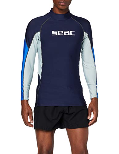 SEAC RAA Long EVO Camiseta para Snorkeling y Natación con Protección UV, Hombre, Azul Claro, L