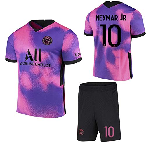 SHIR 2021 Paris Jersey Rosa Violeta Camiseta de fútbol # 10 Neymar # 7 Mbappé,Camiseta Pantalones Cortos Adulto/niños