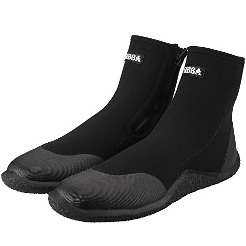 Sibba Unisex 5mm Zapatos de Buceo de Neopreno Superior con Cremallera Calzado de Agua de Natación Botas de Buceo Profesionales para Adultos (42, Negro)