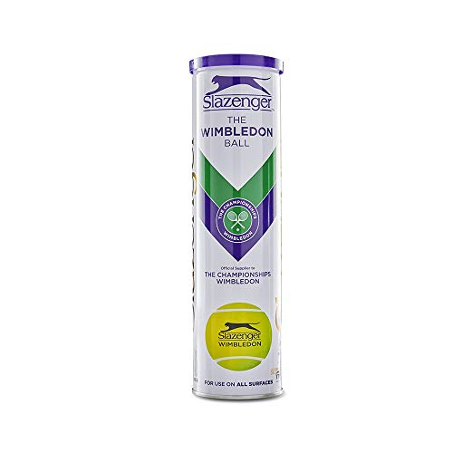 Slazenger 340940 Slazenger Wimbledon Pelotas de Tenis, - Bote de 4 Pelotas Multicolor, Talla única Slazenger 340940 Slazenger Wimbledon Pelotas de Tenis, - Bote de 4 Pelotas Multicolor, Talla única