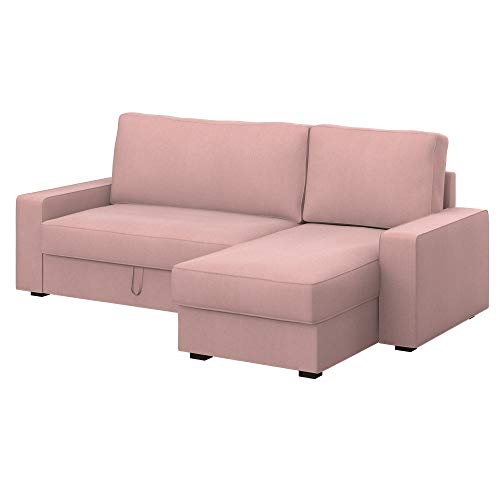 Soferia Funda de Repuesto para IKEA VILASUND Funda sofá Cama con chaiselongue, Tela Majestic Velvet Blush Pink, Rosa