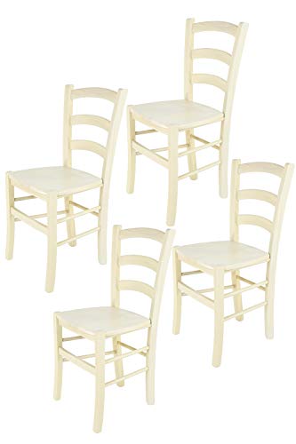 t m c s Tommychairs - Set 2 sillas Venice para Cocina y Comedor, Estructura en Madera de Haya Color anilina Blanca y Asiento en Madera