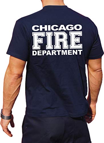 T-Shirt/Camiseta (Navy/Azul) Bomberos Chicago Fire Department en Blanco (Negrita)