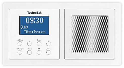 TechniSat DIGITRADIO UP 1 - Radio Dab+ Empotrable para su Instalación en Enchufes Dobles (Dab, FM, Bluetooth, Pantalla LCD Regulable, Despertador, Temporizador para Dormir, 2 Vatios RMS) Blanco