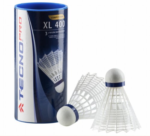 Tecno Pro – Pelota de bádminton XL 400 3 Pelotas de bádminton (Lata, Unisex, Badminton-Ball XL 400 3er Dose, Weiß, Medium