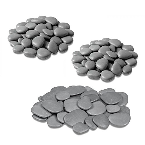 Teraplast - Piedras decorativas para jarrones, jardín y acuario en plástico reciclado - 3 paquetes, color gris