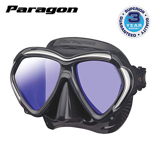 Tusa Paragon Gafas Máscara de buceo profesional adultos UV Filtro óptico Corrección vasos compatible -negro/plateado