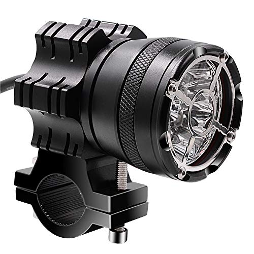 TZTED Faros Auxiliares de Moto 30W Foco LED Moto Faros Largo Alcance Luces de Trabajo Luz Delantera Auxiliar 12V 5500LM para Moto Camión Off-Road 4X4 ATV,Negro,12V