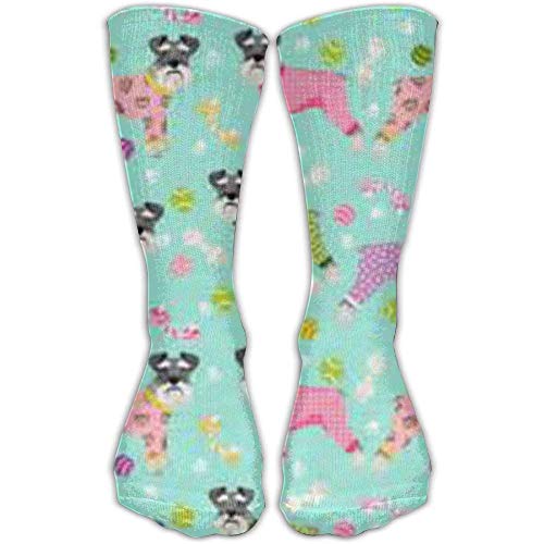 Uosliks Schnauzers in Jammies Zippered Pattern Cotton Crew Athletic Sock Compression Socks for Women(30cm)