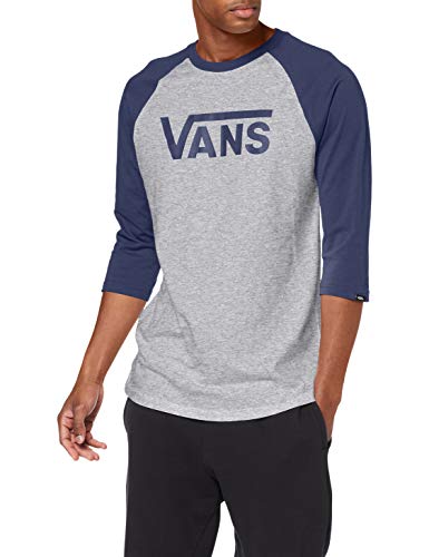 Vans Classic Raglan Camiseta, Multicolor (Athletic Heather/Dress Blue Koo), Medium para Hombre