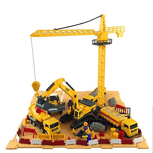 Vehículos de construcción de ingeniería y sitio de construcción con contenedor, 6 vehículos - grúa torre, camión de cemento excavadora rodillo de carretera, camión de volteo y proveedor de combustible Vehículos de construcción de ingeniería y sitio de construcción con contenedor, 6 vehículos - grúa torre, camión de cemento excavadora rodillo de carretera, camión de volteo y proveedor de combustible