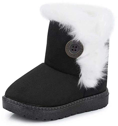 Vorgelen Botas de Nieve para Niños Invierno Felpa Botines Calentar Botas de Nieve Bebés Antideslizantes Zapatos Botas (Negro - 29 EU = Etiqueta 30)