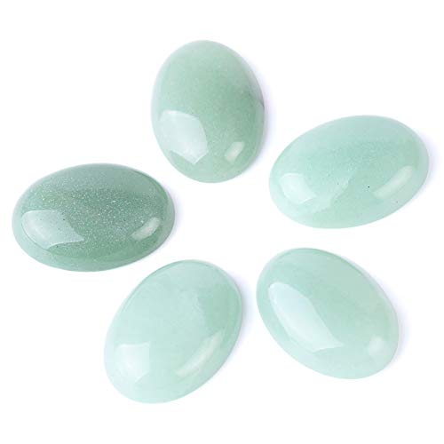WESET 1pc Natural Green Cabochon Beads Gemstones para embarcaciones Hechas a Mano Pendientes de joyería (Size : 25x35mm)