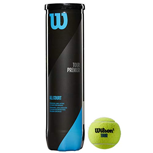 Wilson Tour Premier Pelotas de tenis, tubo con 3 pelotas, para todas las superficies, amarillo Wilson Tour Premier Pelotas de tenis, tubo con 3 pelotas, para todas las superficies, amarillo
