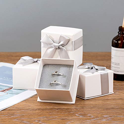 WLAY Cajas De Joyería De Papel con Esponja Dentro De Bowknot Fuera De Cartón 2.8"L X 2.8" W X 1.8"H,White WLAY Cajas De Joyería De Papel con Esponja Dentro De Bowknot Fuera De Cartón 2.8"L X 2.8" W X 1.8"H,White