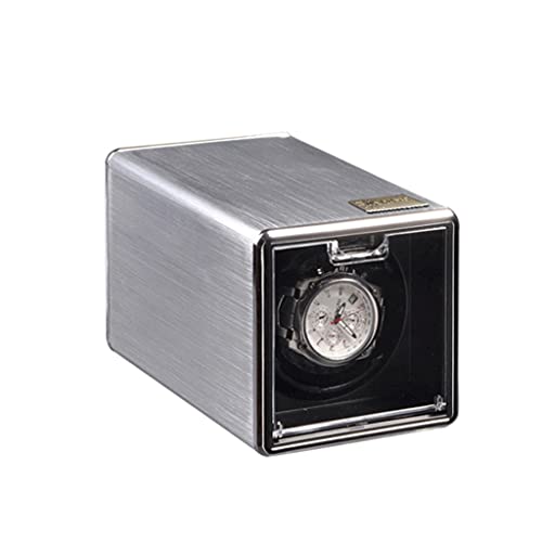 WRNM Cajas Giratorias para Relojes Trefilado Aleación Aluminio Caja Presentación con Tapa Transparente Organizador Almacenamiento Joyas con
