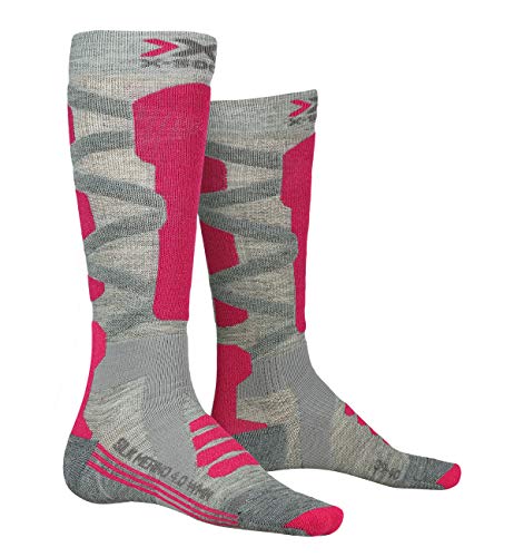 X-Socks Ski Silk 4.0 Women Invierno Merino Calcetines De Esquí, Mujer, Grey Melange/Pink, 39/40