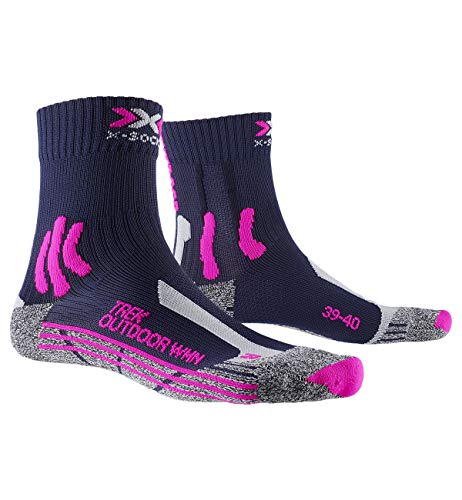 X-Socks Trek Outdoor Woman Socks Calcetines De Senderismo Trekking Mujer Socks Calcetines, Mujer, Midnight Blue / Pink / Lt Grey Melange, 41/42
