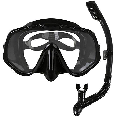 XiaoXiao Skuba Profesional Gafas de máscara de Buceo Amplia Visión Equipo Acuáticos con Anti-Niebla de una Pieza de Lente Submarino Gafas Buceo (Color : Black)
