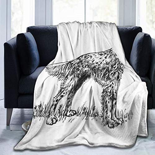 XINGAKA Manta de Franela Suave,Dibujo de Setter inglés,Cama de Camping para sofá 153x127cm