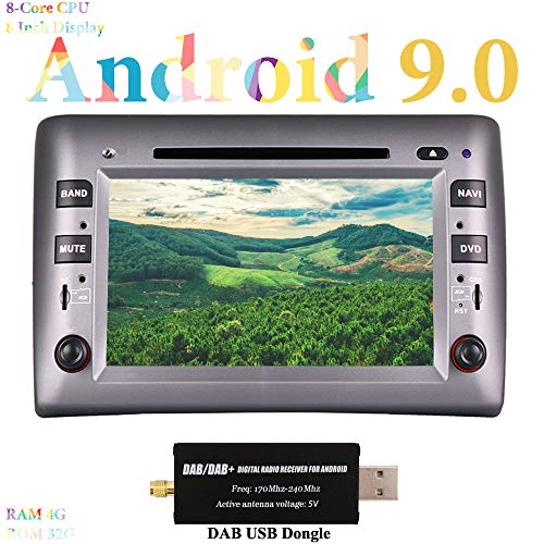XISEDO 8 Pulgadas Android 9.0 Autoradio 8-Core Car Radio RAM 4G ROM 32G In Dash Radio de Coche para Fiat Stilo (2002-2010) (con Dab dongle)