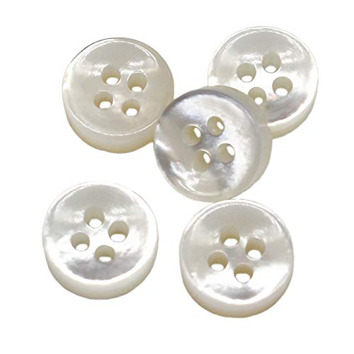 YaHoGa 20 piezas 10 mm Botones Nacar Blanco madre de perla Botones madreperla botones Carcasa fregona botones Camisa Botones (Blanco)