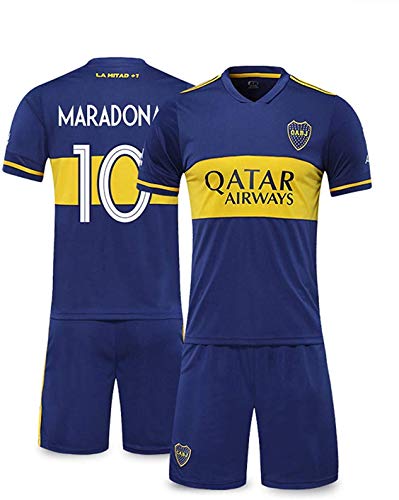 YTTde Conjunto De Camiseta Boca No. 10 Maradona, Traje De Rey Conmemorativo De Campeón De La Copa del Mundo para Fútbol, Regalos, Colección, Azul,L